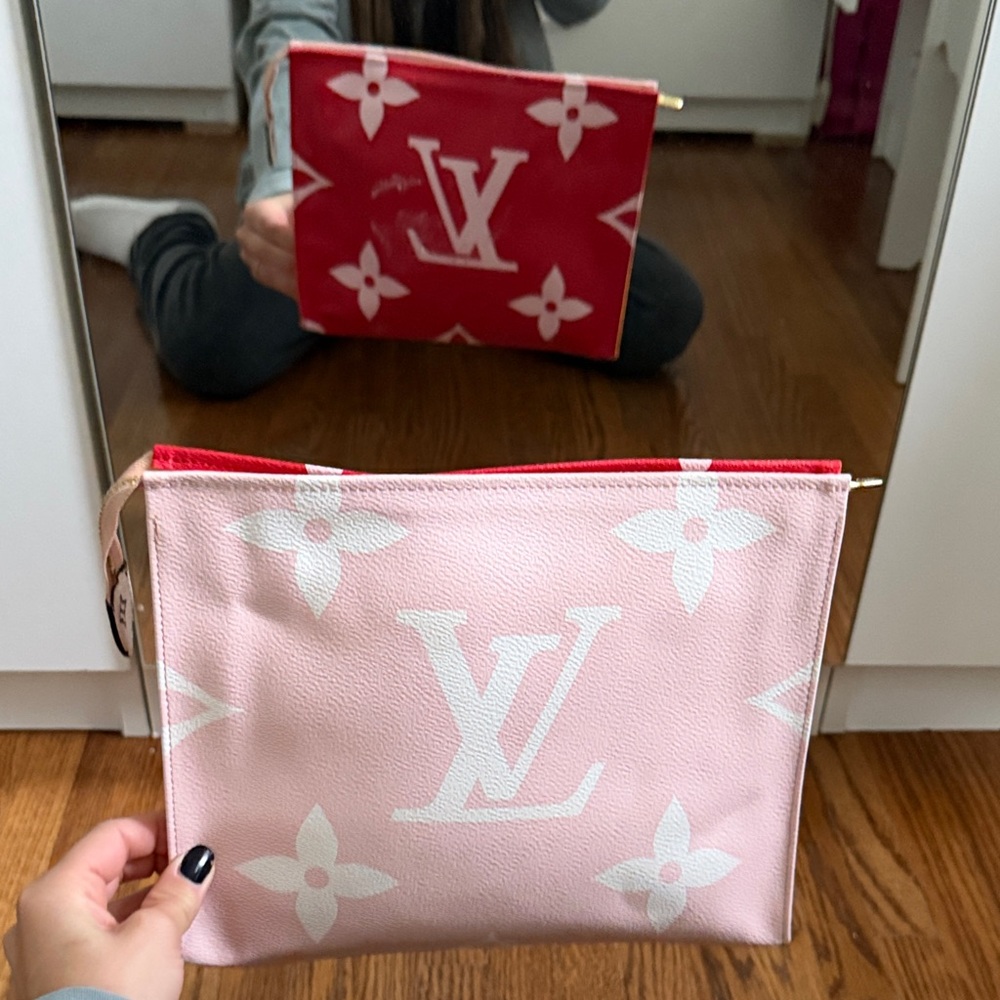 Louis Vuitton Red and Pink Monogram Cosmetic Pouch